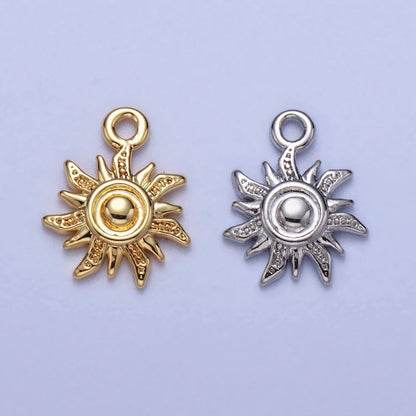 Celestial Textured Bohemian Yogi Sun Charm in Gold &amp; Silver | AC-030