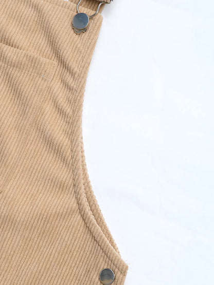 Casual Corduroy Overall Dress
