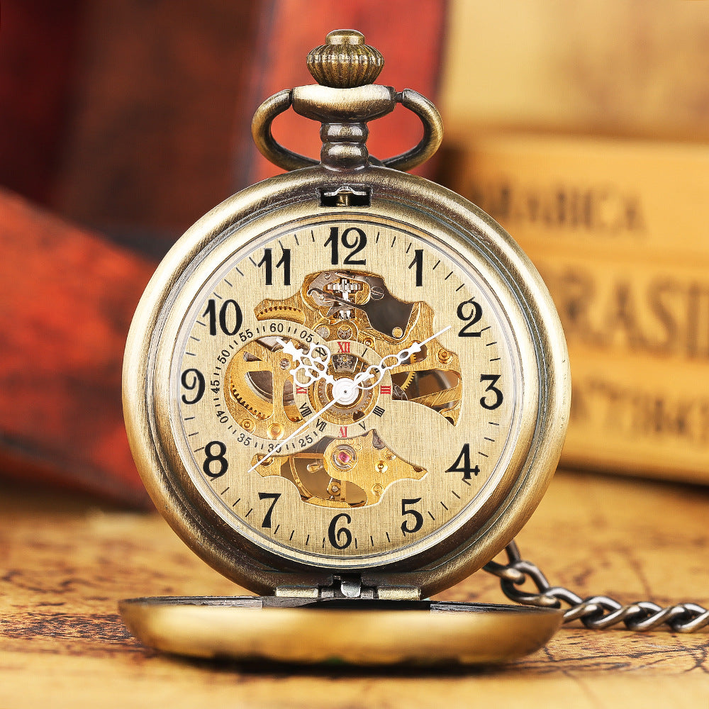 Green Epoxy Flower Manual Mechanical Pocket Watch