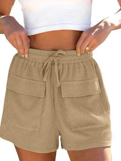 Drawstring High Waist Shorts with Pockets for Women