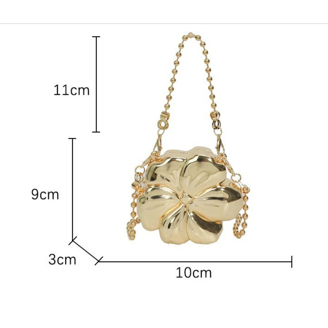 Elegant Flower Gold Acrylic Bag – Mini Dinner Bag &amp; Prom Bag for Weddings, Parties, and Evenings