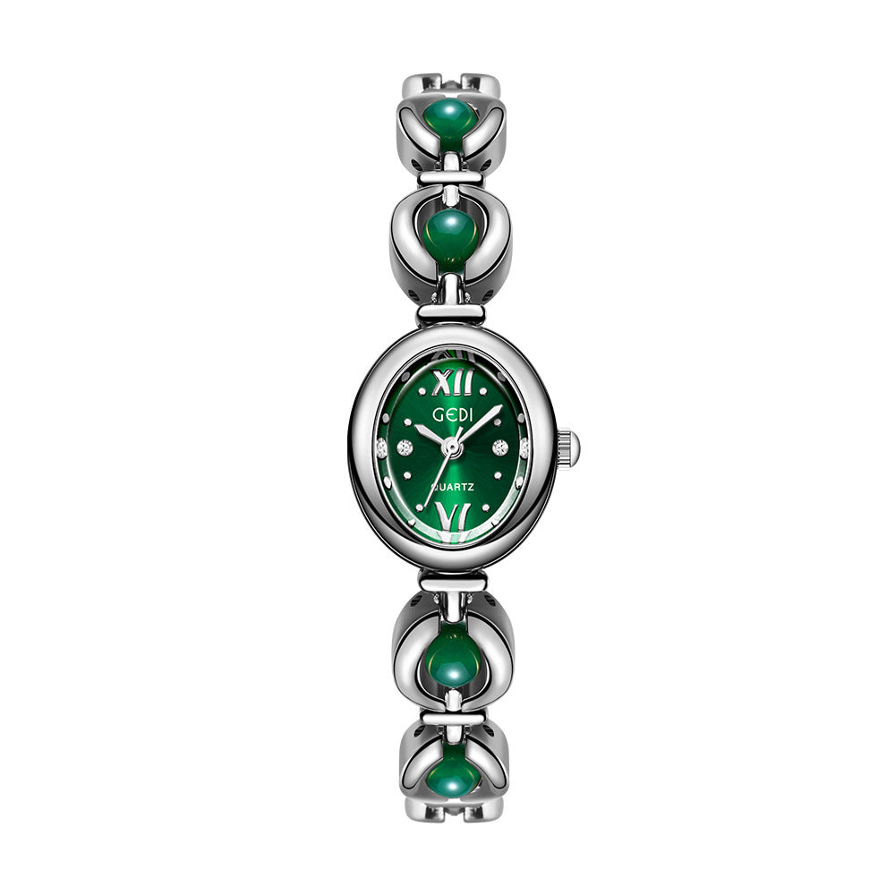 Gedi National Style Emerald Good-looking Bracelet Watch Niche High-grade Light Luxury Shell Pearls Exquisite Women&