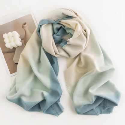 Herringbone Pattern Monochrome Artificial Cashmere Scarf Women&