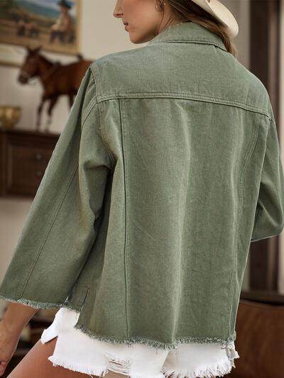 Raw Hem Button Up Denim Jacket for Stylish Every Day Wear
