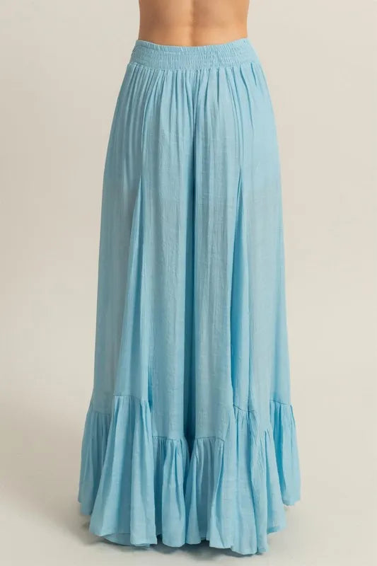 HYFVE High-Waist Ruffle Flared Wide Leg Pants