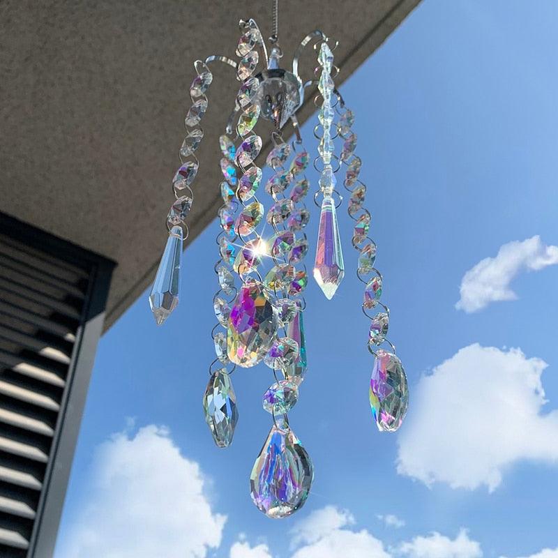 Chandelier Wind Chimes Home Decor Ornaments AB Coating Crystal Prisms Hanging Suncatcher Rainbow Chaser Window Curtains Jewelry Pendant For Home Room Wedding Garden Decor Gifts Photography