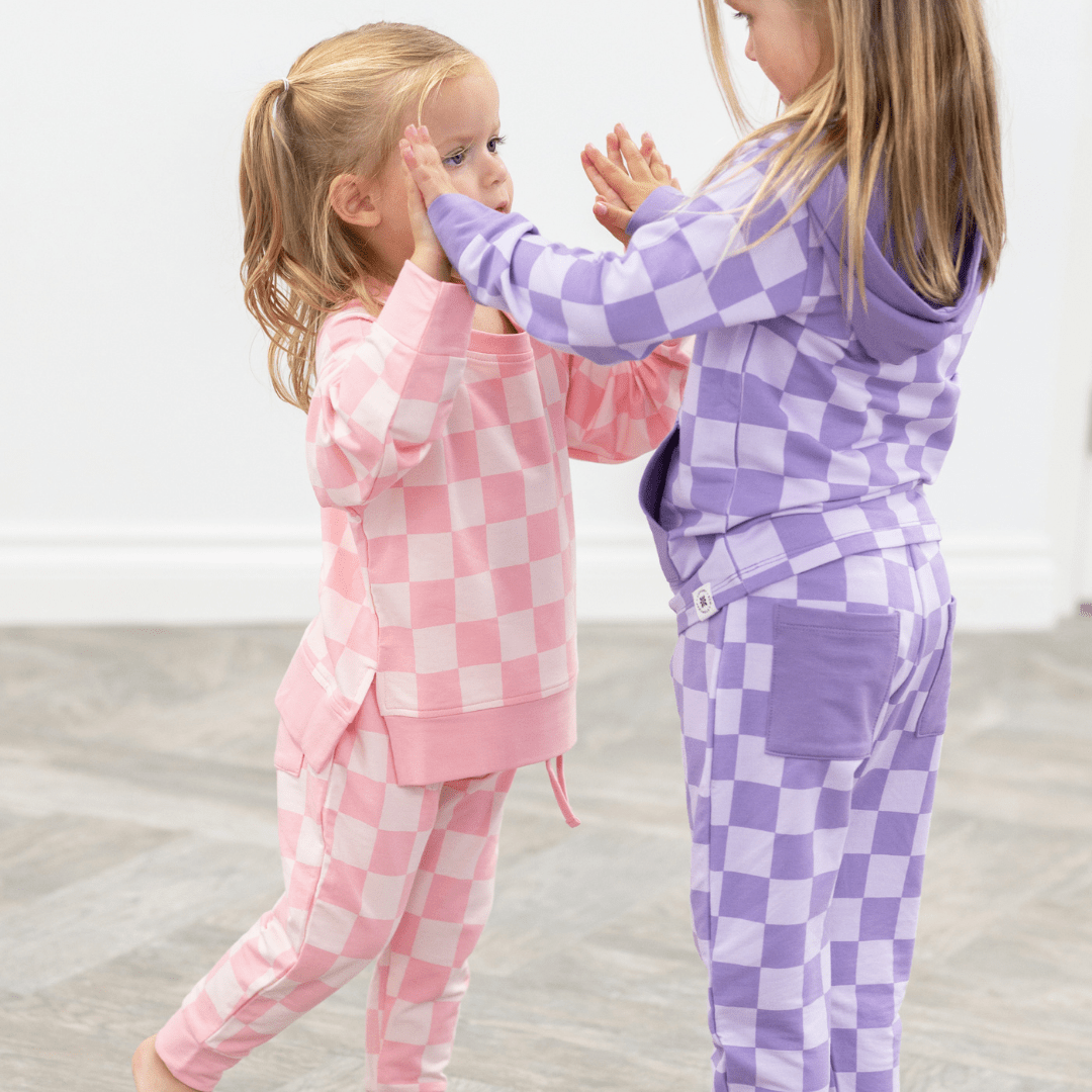 Checker Purple Haze Crew Neck Jogger Set