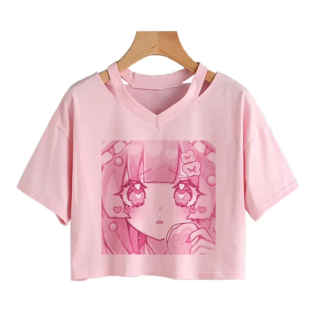 Cherry Blossom Dreams Crop Top – Sweet Manga-Inspired Pink Tee