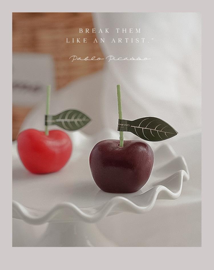 Cherry Candle Creative Decoration Soy Wax Aromatherapy Candle Home Decoration Scented Candle Red Cherry Candle Cherry Shaped Scented Candle Mini Paraffin Wax Candle Small Scented Candle Wax Decorative Candle For Bedroom Bathroom Decoration Parties