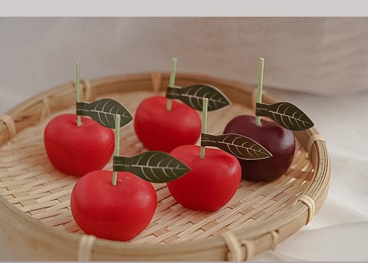 Cherry Candle Creative Decoration Soy Wax Aromatherapy Candle Home Decoration Scented Candle Red Cherry Candle Cherry Shaped Scented Candle Mini Paraffin Wax Candle Small Scented Candle Wax Decorative Candle For Bedroom Bathroom Decoration Parties
