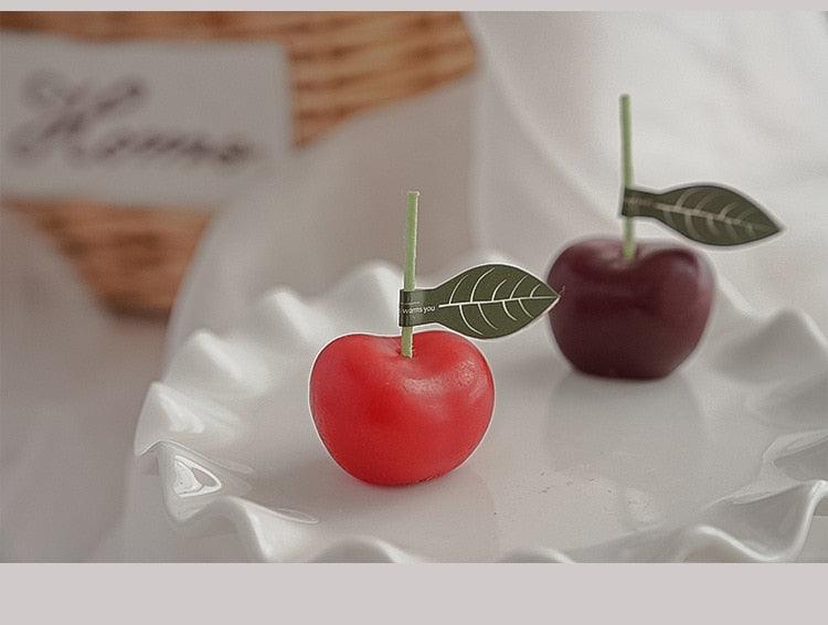 Cherry Candle Creative Decoration Soy Wax Aromatherapy Candle Home Decoration Scented Candle Red Cherry Candle Cherry Shaped Scented Candle Mini Paraffin Wax Candle Small Scented Candle Wax Decorative Candle For Bedroom Bathroom Decoration Parties