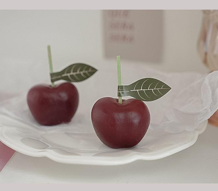 Cherry Candle Creative Decoration Soy Wax Aromatherapy Candle Home Decoration Scented Candle Red Cherry Candle Cherry Shaped Scented Candle Mini Paraffin Wax Candle Small Scented Candle Wax Decorative Candle For Bedroom Bathroom Decoration Parties