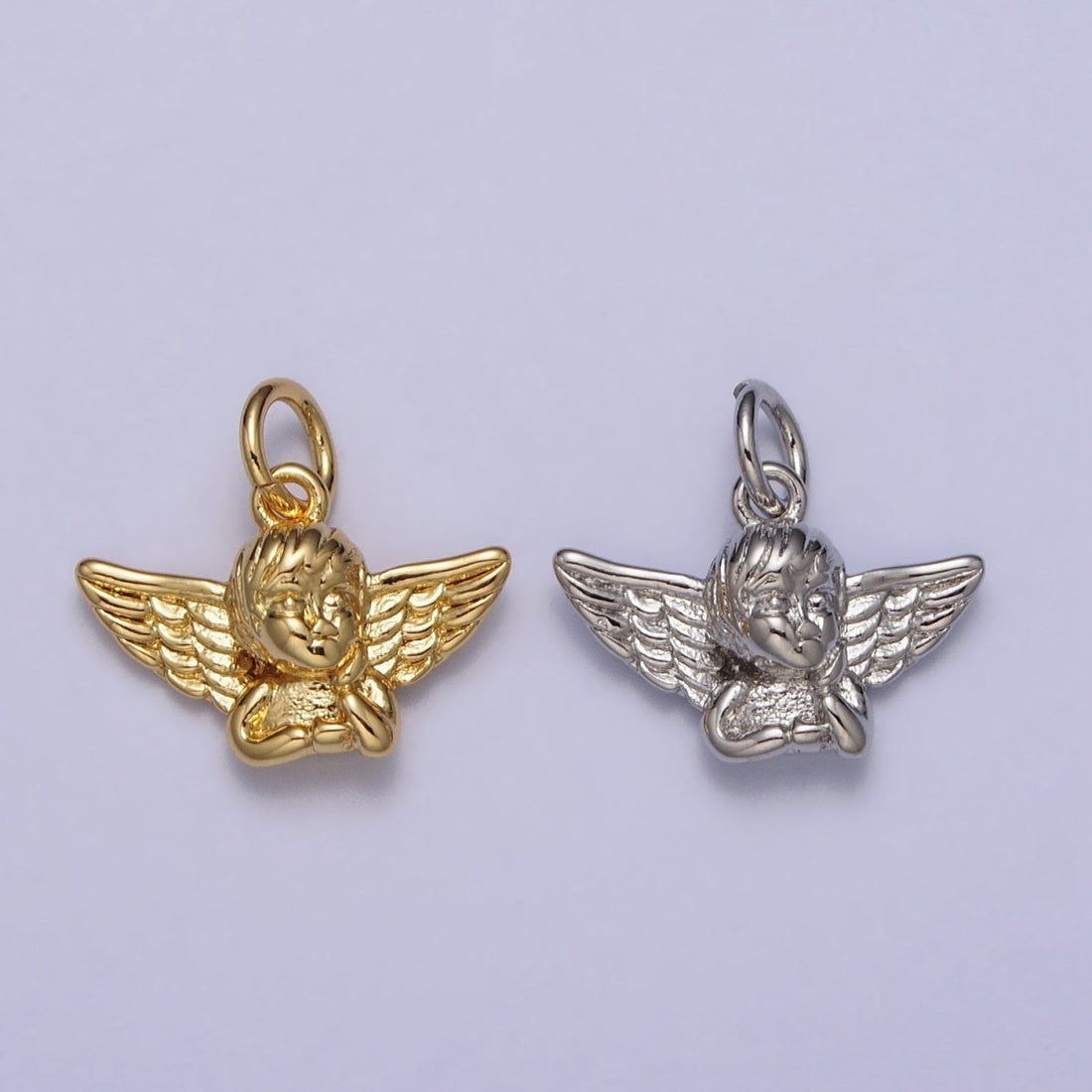 Cherub Baby Angel Valentine Puffed Add-On Charm in Gold &amp; Silver | AC316 AC317