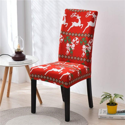 Christmas Printing Dining Chair Covers Modern Removable Anti-dirty Kitchen Seat Case Stretch Chair Slipcovers for Home Banquet Dining Room Chair Protector Seat Protector Slipcovers Stretch Removable Washable Printed Dining Chair Seat Covers for Kitchen