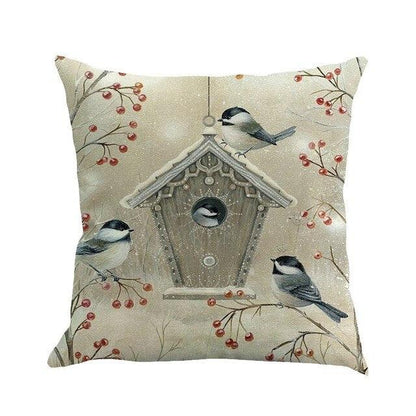 Christmas Printing Sofa Bed Home Decor Pillow Cover Pillow Case Holiday Decorative Christmas Throw Pillows Cotton Linen Winter Snowman Wolf Deer Pillow Covers Cases for Home