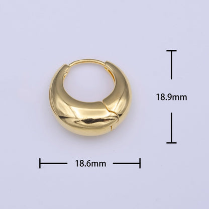 Chubby 19mm Dome Minimalist Gold Huggie Hoop Earrings | AD-210