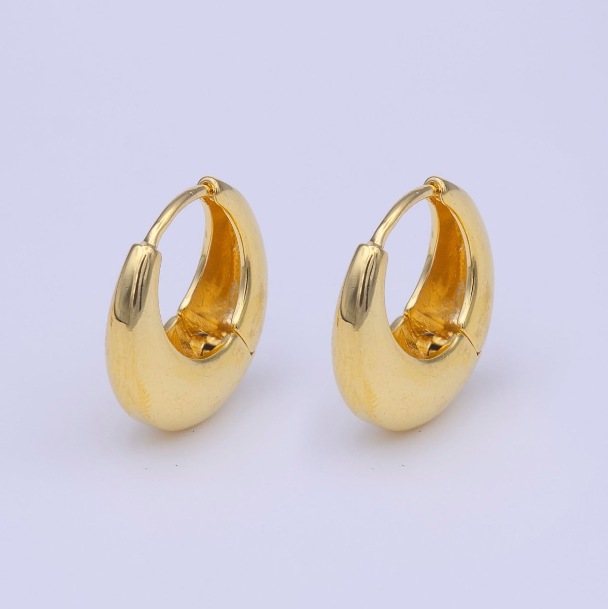 Chubby 19mm Dome Minimalist Gold Huggie Hoop Earrings | AD-210