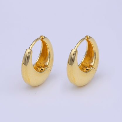 Chubby 19mm Dome Minimalist Gold Huggie Hoop Earrings | AD-210