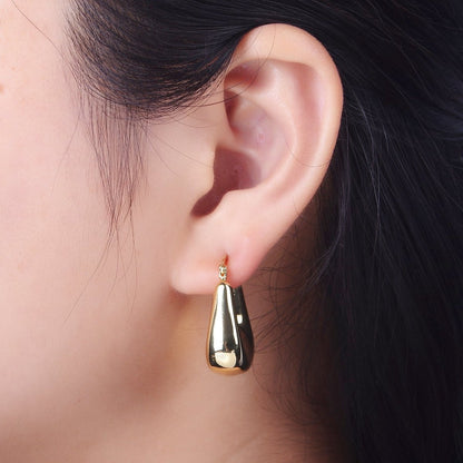 Chubby Boxy U-Shaped Latch Earrings in Gold &amp; Silver | AB041 AB042