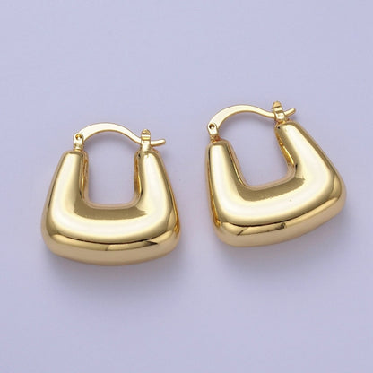 Chubby Boxy U-Shaped Latch Earrings in Gold &amp; Silver | AB041 AB042