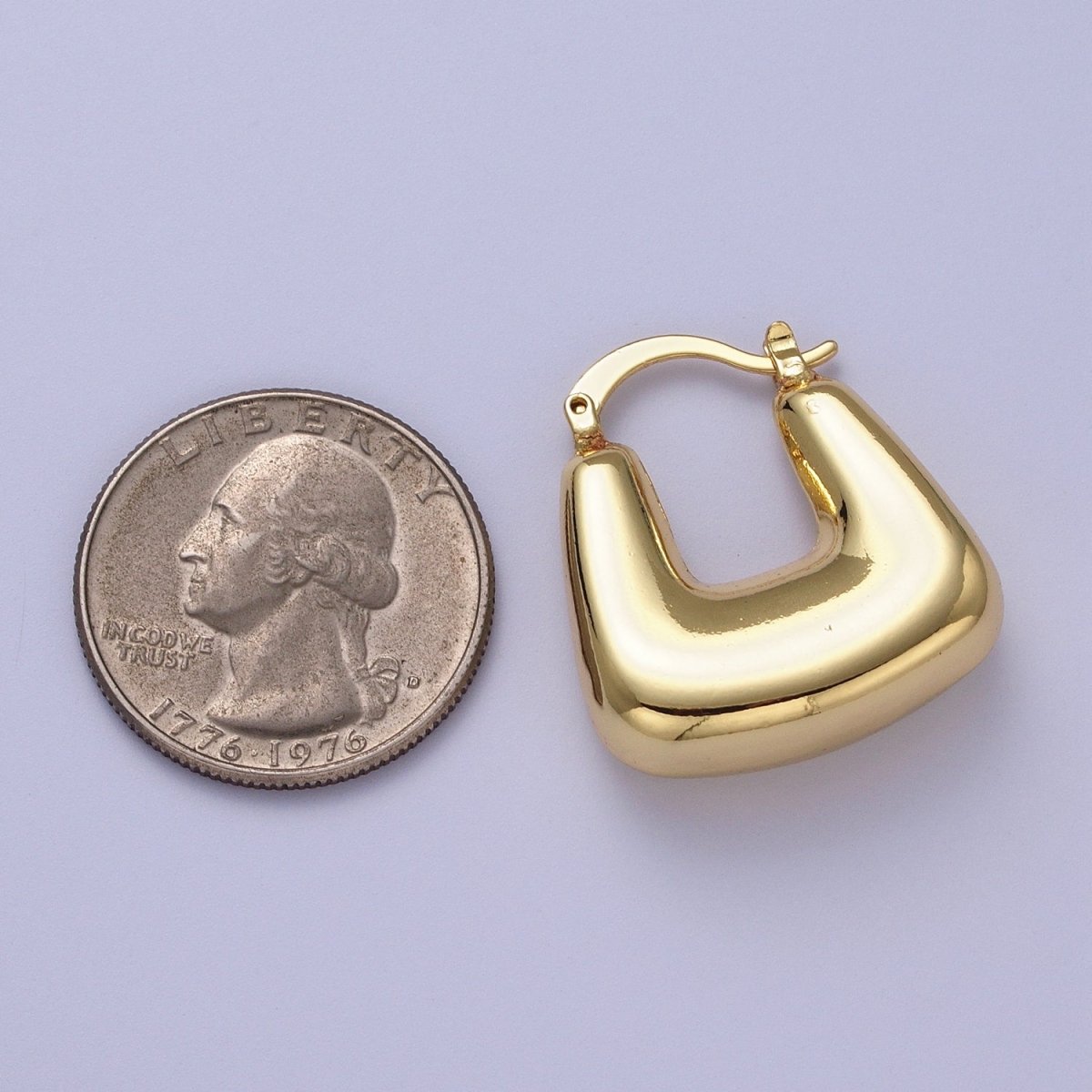Chubby Boxy U-Shaped Latch Earrings in Gold &amp; Silver | AB041 AB042