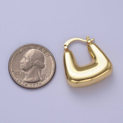 Chubby Boxy U-Shaped Latch Earrings in Gold &amp; Silver | AB041 AB042