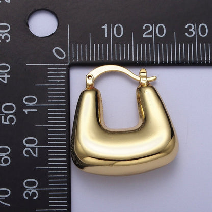 Chubby Boxy U-Shaped Latch Earrings in Gold &amp; Silver | AB041 AB042