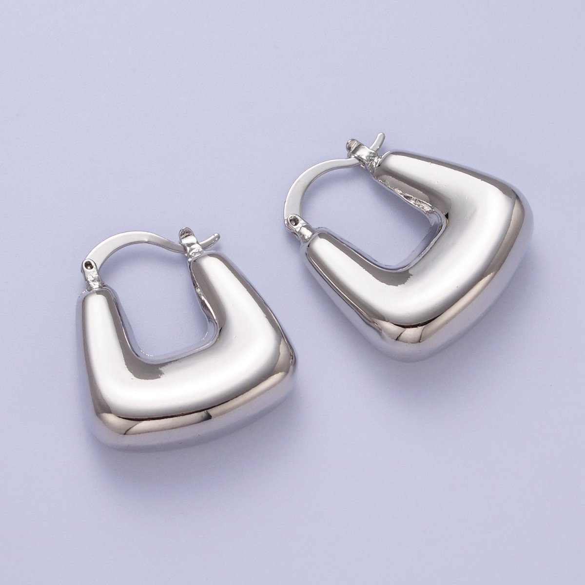 Chubby Boxy U-Shaped Latch Earrings in Gold &amp; Silver | AB041 AB042