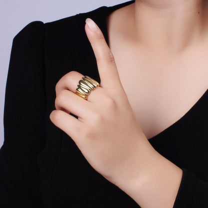 Chunky 14K Gold Filled Upside Down Tear Drop Ring in gold and silver  | O1272 1273