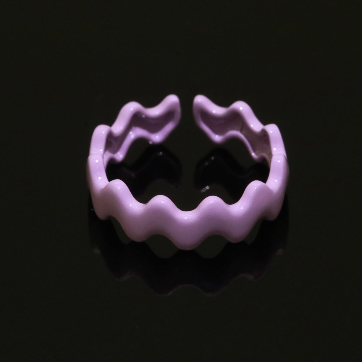 Chunky Brass Enamel Ring The Wave Open Adjustable Ring for Stackable Y2K Ring