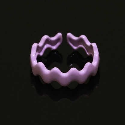 Chunky Brass Enamel Ring The Wave Open Adjustable Ring for Stackable Y2K Ring