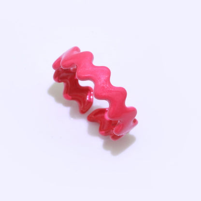 Chunky Brass Enamel Ring The Wave Open Adjustable Ring for Stackable Y2K Ring