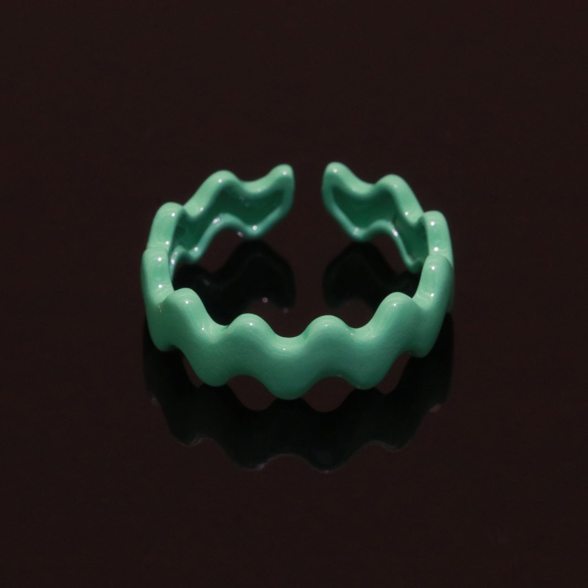 Chunky Brass Enamel Ring The Wave Open Adjustable Ring for Stackable Y2K Ring