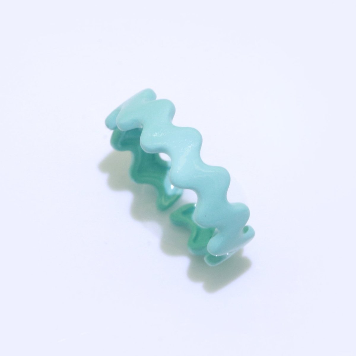 Chunky Brass Enamel Ring The Wave Open Adjustable Ring for Stackable Y2K Ring