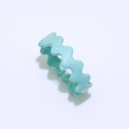 Chunky Brass Enamel Ring The Wave Open Adjustable Ring for Stackable Y2K Ring