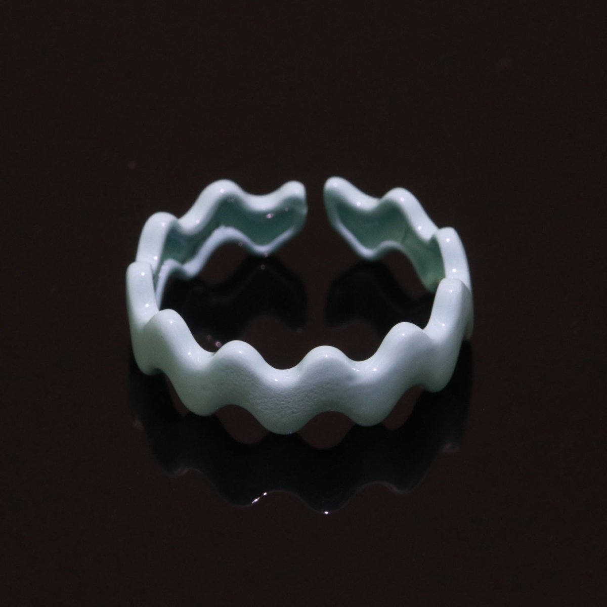 Chunky Brass Enamel Ring The Wave Open Adjustable Ring for Stackable Y2K Ring