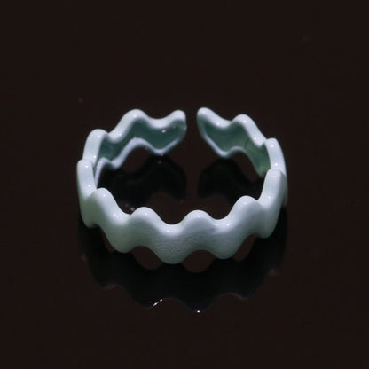 Chunky Brass Enamel Ring The Wave Open Adjustable Ring for Stackable Y2K Ring