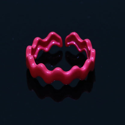 Chunky Brass Enamel Ring The Wave Open Adjustable Ring for Stackable Y2K Ring