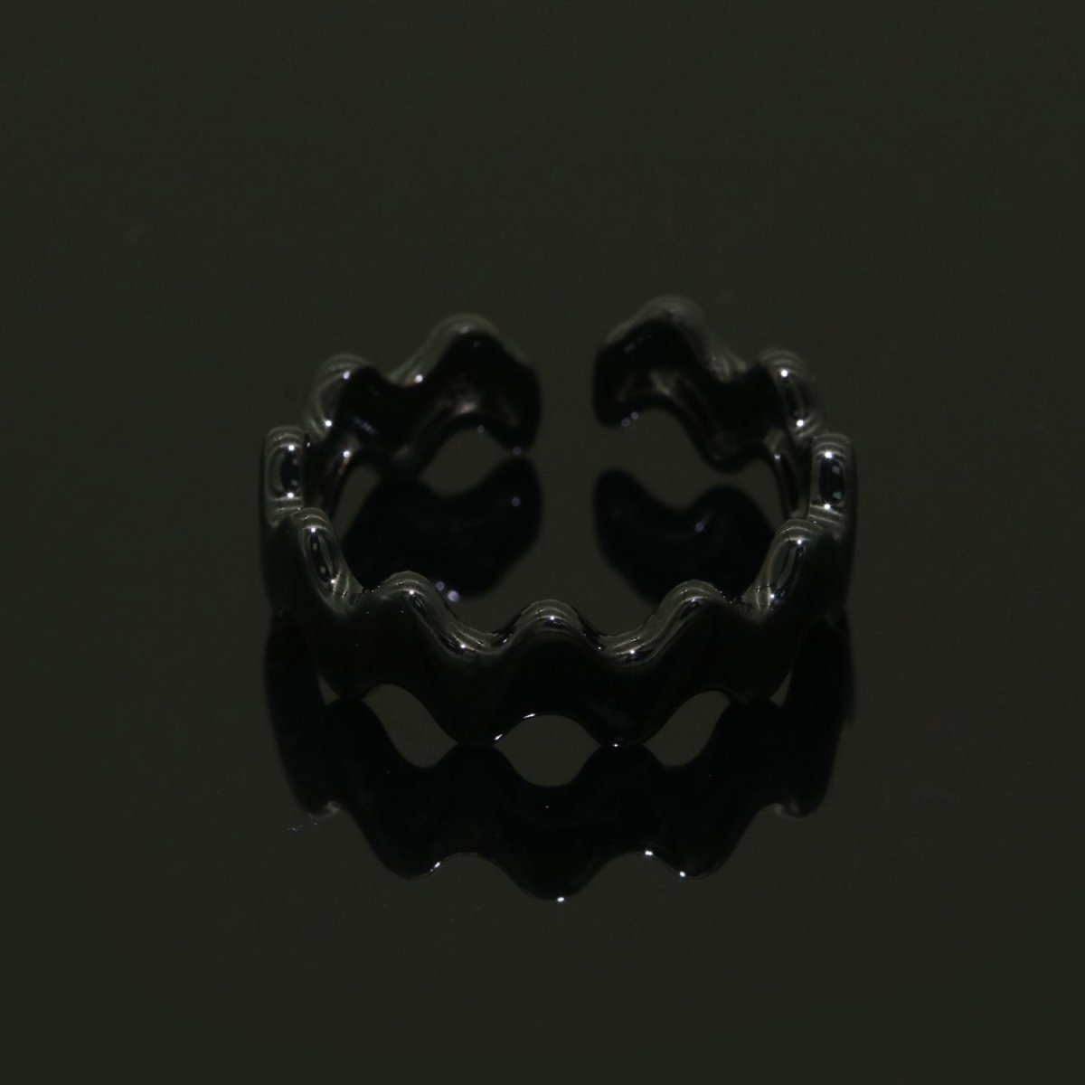 Chunky Brass Enamel Ring The Wave Open Adjustable Ring for Stackable Y2K Ring