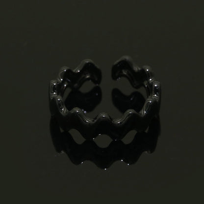 Chunky Brass Enamel Ring The Wave Open Adjustable Ring for Stackable Y2K Ring