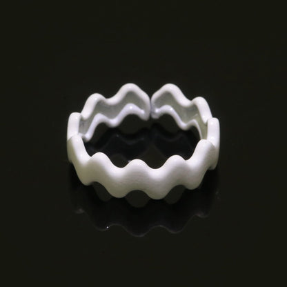 Chunky Brass Enamel Ring The Wave Open Adjustable Ring for Stackable Y2K Ring