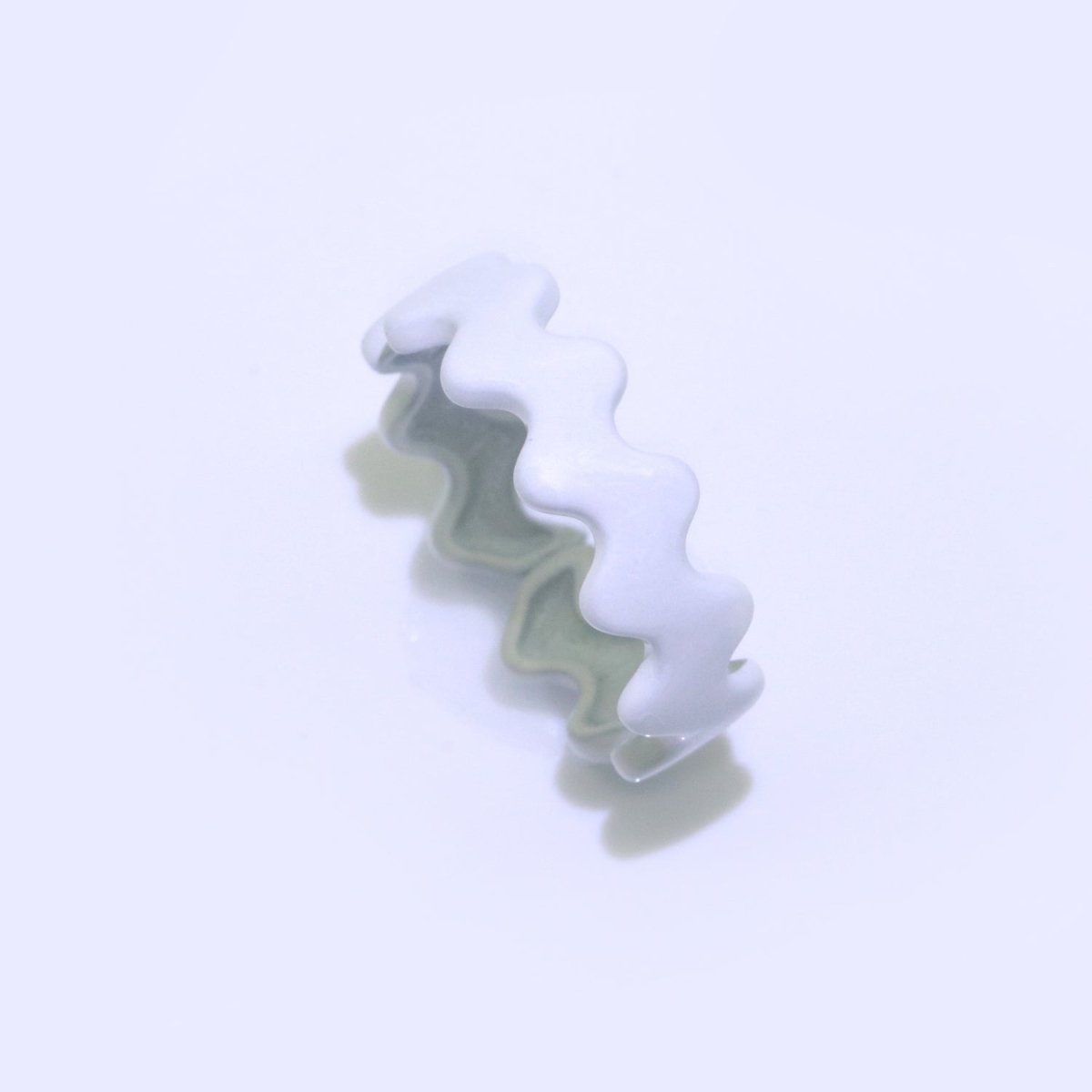 Chunky Brass Enamel Ring The Wave Open Adjustable Ring for Stackable Y2K Ring