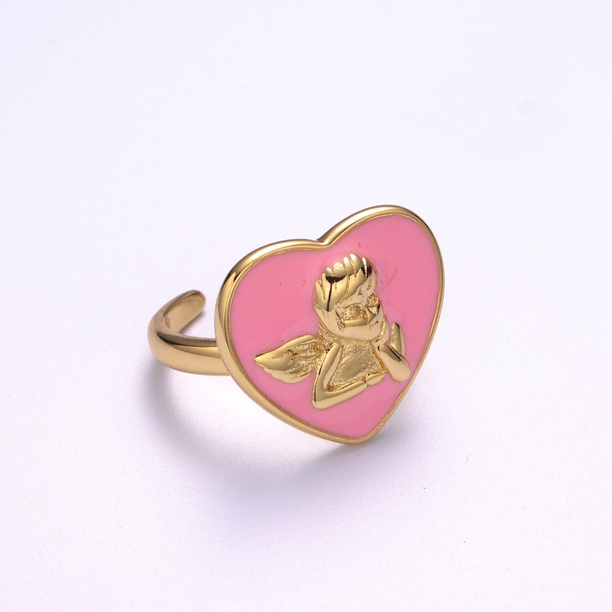 Chunky Cherub Angel Ring Statement Ring Gold Open Adjustable Ring Enamel Jewelry Valentine Gift S-225 ~ S-228
