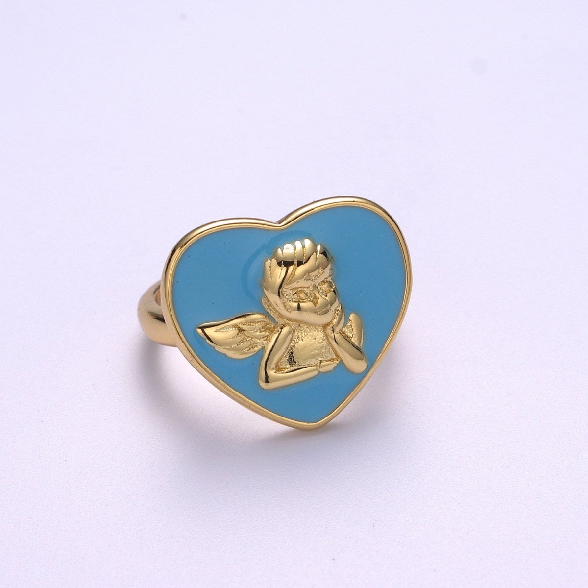 Chunky Cherub Angel Ring Statement Ring Gold Open Adjustable Ring Enamel Jewelry Valentine Gift S-225 ~ S-228