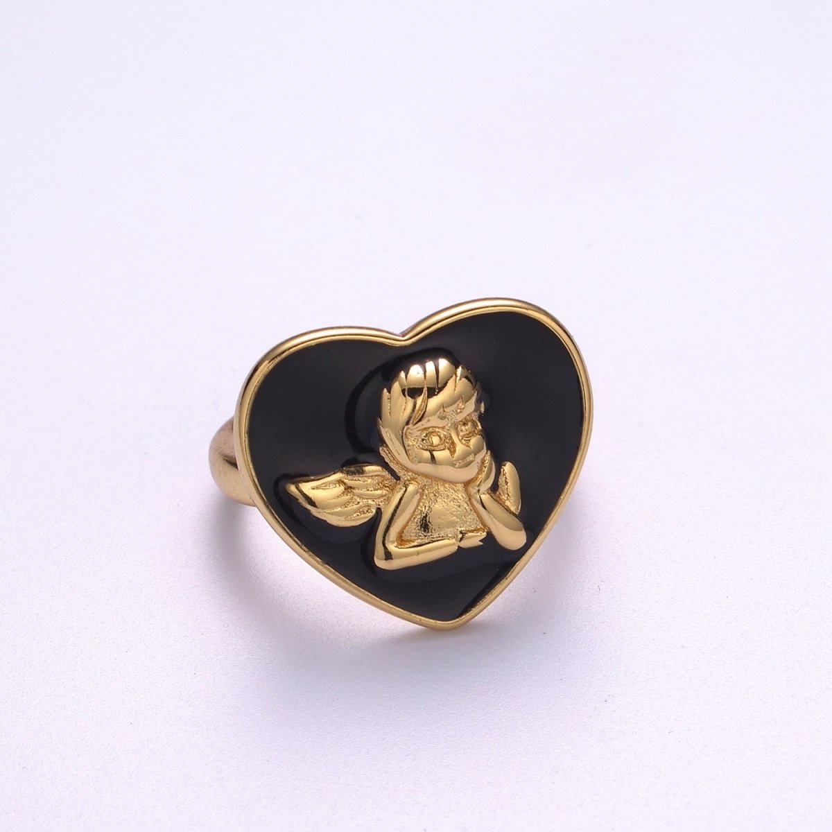 Chunky Cherub Angel Ring Statement Ring Gold Open Adjustable Ring Enamel Jewelry Valentine Gift S-225 ~ S-228