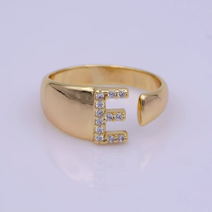 Chunky Cz Initial Gold Ring Alphabet Ring Stacking Ring Adjustable Ring Letter Ring Vintage Gold Rings Initial Ring Thumb Ring Open Ring S-269-S-294