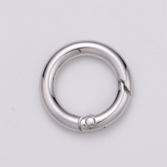 Chunky Gold Spring Gate Ring, Circle Push Gate ring 24mm Round Ring, Charm Holder 24K Gold Filled Clasp for Link Chain Connector L-036~L-038 L041