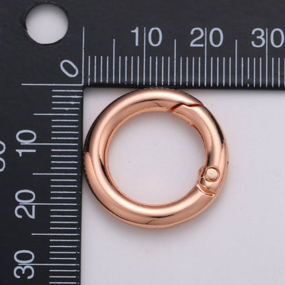 Chunky Gold Spring Gate Ring, Circle Push Gate ring 24mm Round Ring, Charm Holder 24K Gold Filled Clasp for Link Chain Connector L-036~L-038 L041