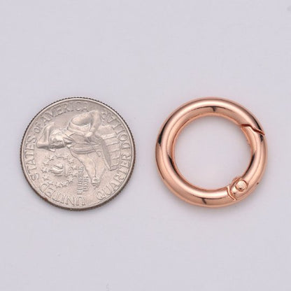 Chunky Gold Spring Gate Ring, Circle Push Gate ring 24mm Round Ring, Charm Holder 24K Gold Filled Clasp for Link Chain Connector L-036~L-038 L041