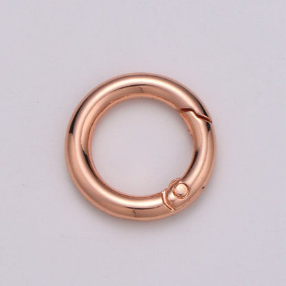 Chunky Gold Spring Gate Ring, Circle Push Gate ring 24mm Round Ring, Charm Holder 24K Gold Filled Clasp for Link Chain Connector L-036~L-038 L041